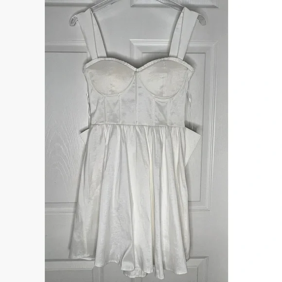 Altar’d State White Bow Mini Dress Sz M - Picture 14 of 16